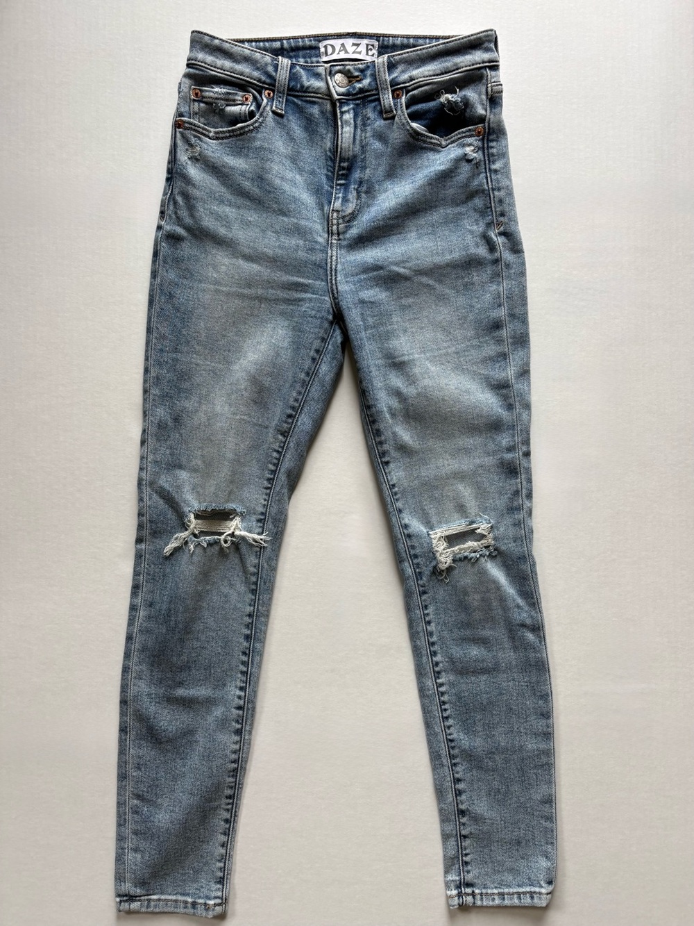 DAZE Denim Hug Distressed High Rise Skinny Jeans - Size 27